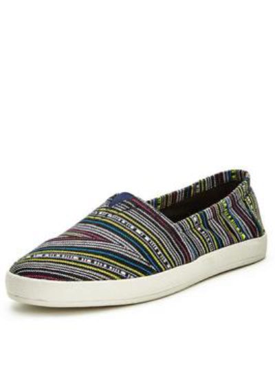 Toms Avalon Black Neon Slip On Sneakers Espadrille